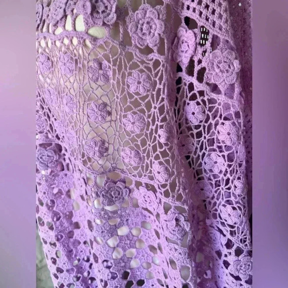 Roamans Floral Crotchet Purple Tunic Cover up Sz 4X - Picture 11 of 14